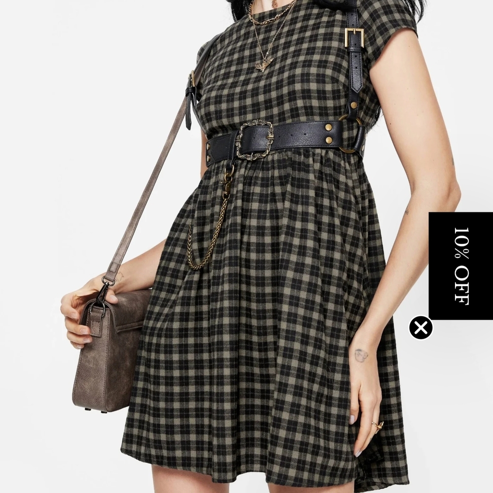 Disturbia Checkered Black and Brown Mini Dress
